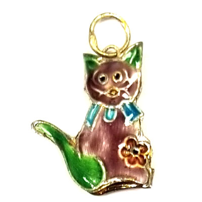 ENAMEL CAT 20X26MM PURPLE